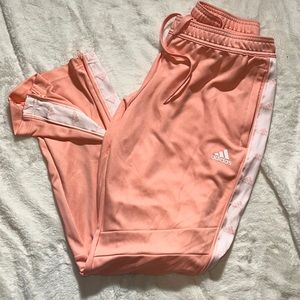 Adidas Women’s Pale Coral & White Track Pants, Size Large!